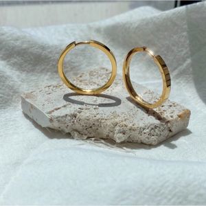 18K Thick Gold Plated Chloe Minimalistic Thin Dainty Hoops Earrings